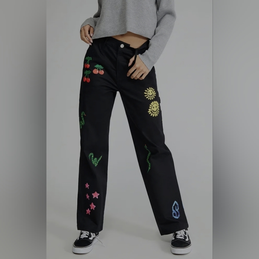 Pacsun Coney Island Picnic Art Doodle Carpenter Pants